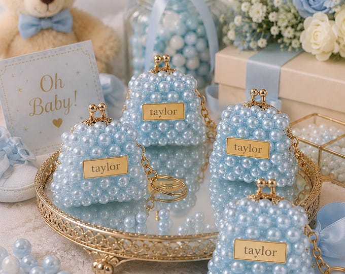 Pearl Coin Purse Keychain – Elegant Wedding Favor & Bridesmaid Gift, Set of 15