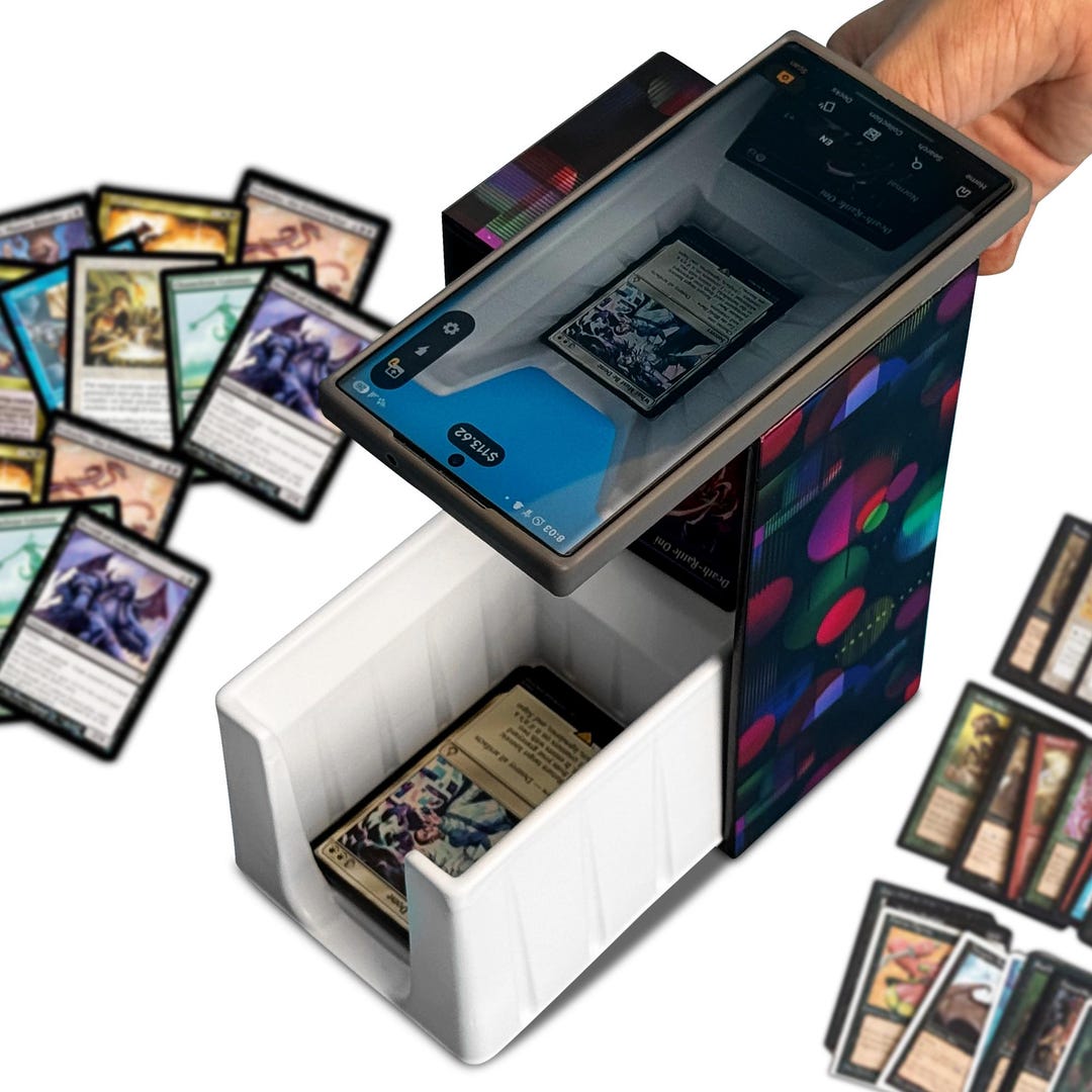 Support De Scan Pour Cartes à Collectionner – Compatible ManaBox – Boîtier ABS Blanc 18,2x9x18,2 Cm – Gestion De Collection Facile