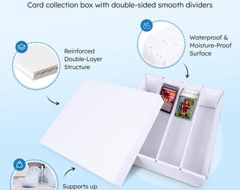 Trading Card Storage Box (2 Pack): Waterproof Cardboard Organizer with Dividers