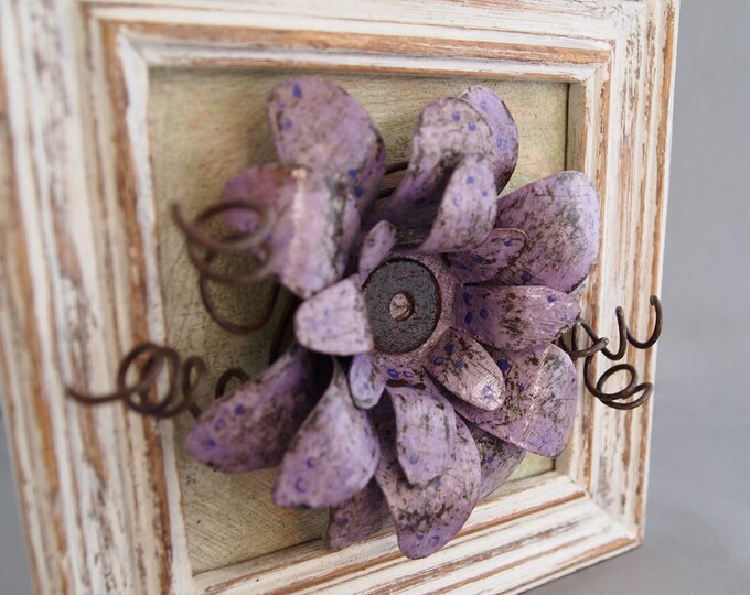 Purple Metal Flower Mixed Media Original Wall Art Etsy