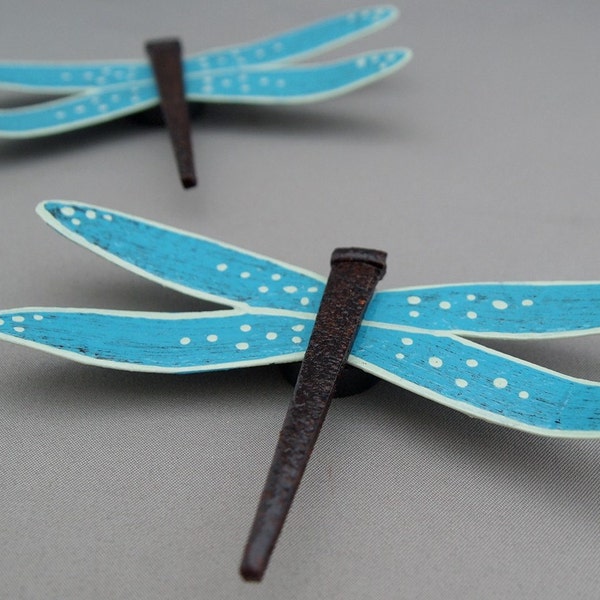 Turquoise Blue Metal Dragonfly Magnets