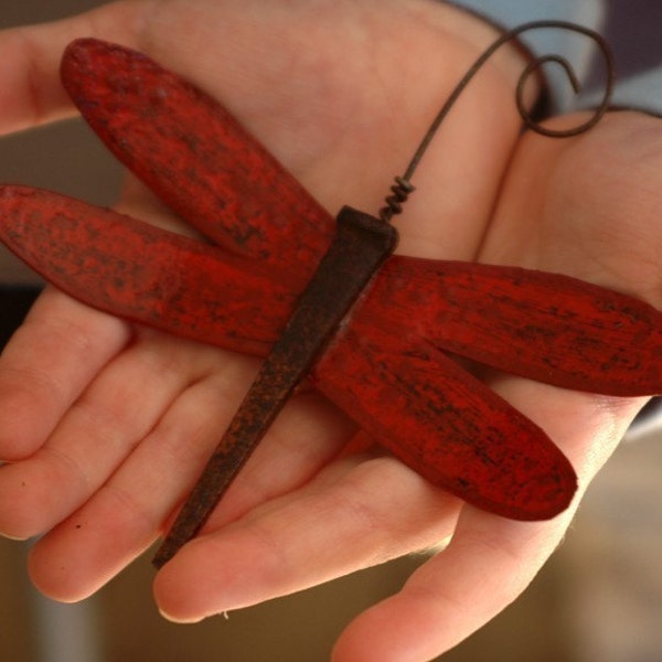 Ruby Red Dragonfly Ornament