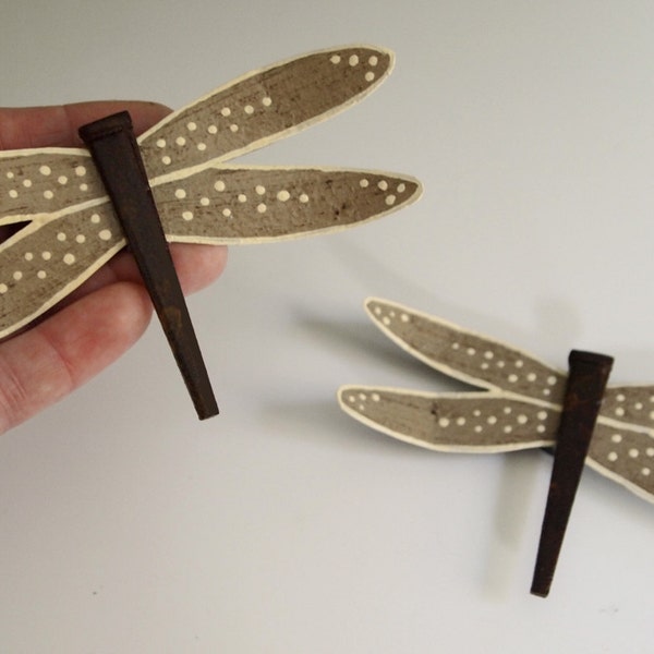 Metal Fridge Magnets Tan 3d Industrial Rustic Metal Dragonfly Set Kitchen Decor Earthy Taupe Kitchen Decor