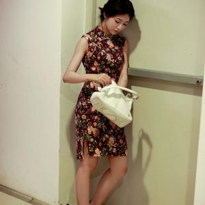 Midnight Plum Peony Vintage Cheongsam