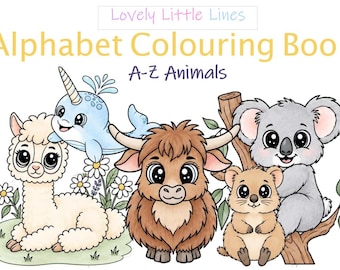 A-Z Animal Alphabet Colouring Book for Kids Ages 3-7 (Digital Printable PDF)