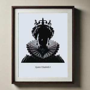 Digitaal portret Elizabeth I voor directe download | Afdrukbare Tudor Queen-kunst
