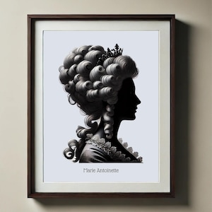 Marie Antoinette Digital Silhouette Portrait | Printable French Royal Art for Instant Download
