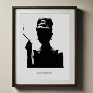 Digitaal portret van Audrey Hepburn voor directe download | Afdrukbare iconische kunst