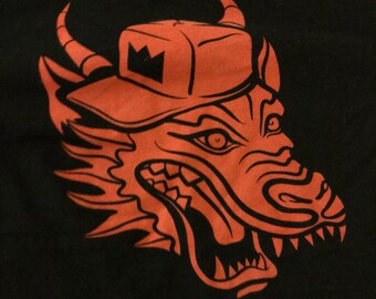 King Dragon T-shirt - Red on Black