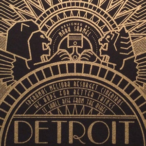 Detroit Monolith negro y dorado Póster 12x24 imagen 2