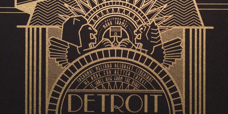 Detroit Monolith black and gold 12x24 poster 画像 2