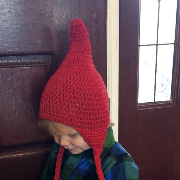 Crochet PATTERN Gnome Hat - Pixie Hat - Elf Hat - Crochet Pattern Gnome Hat with Earflaps for Toddlers