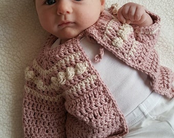 Girls Cardigan Crochet PATTERN - Easy Short Sleeve or Long Sleeve Cardigan Pattern - Eloise Cardigan Crochet PATTERN - Newborn - 4 years +