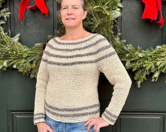 Stargazer Sweater Crochet PATTERN - Star Stitches - Video Instructions Included - Easy Sweater Pattern - Women S, M, L, & XL