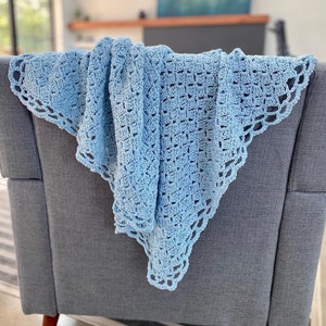 Crochet PATTERN Heirloom Baby Blanket - Lacy Baby Blanket - Heirloom Baby Blanket - Baby Blue crochet pattern