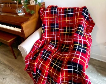 Flannel Blanket Crochet PATTERN - Valentine's Day Gift - Crochet Blanket Pattern - Plaid Blanket - Flannel - Video Tutorials Included