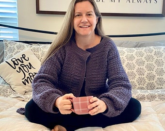 Saturday Morning Cardigan crochet pattern - Over-sized comfy cardigan - Minimal sewing - Worsted weight - Pockets - sweater crochet pattern