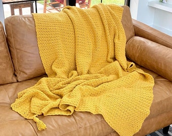 Pure Bliss Blanket Crochet PATTERN - Crochet Afghan Pattern with Tassels - Easy Crochet Blanket Pattern - Beginner Crochet Pattern