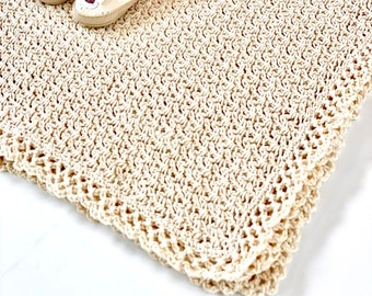 Delightful Baby Dreams Baby Blanket  - Organic cotton baby blanket - Heirloom Crochet Baby Blanket -  Natural