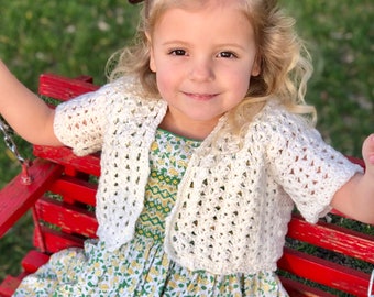 Lilly's Spring Cardigan CROCHET PATTERN - Easy Spring Cardigan - Easter Sweater Crochet Pattern for Girls - Cropped cardigan pattern