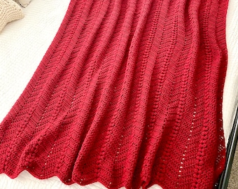 Sweetheart Throw Crochet PATTERN - Wedding Gift - Easy Crochet Blanket Pattern - Hearts Blanket - Worsted  and Chunky weight yarn directions