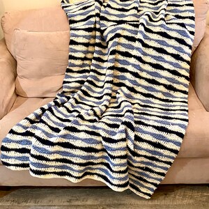 Benjamin Throw Crochet PATTERN Wave Stitch Blanket Pattern Blanket Crochet Pattern Afghan crochet pattern image 1