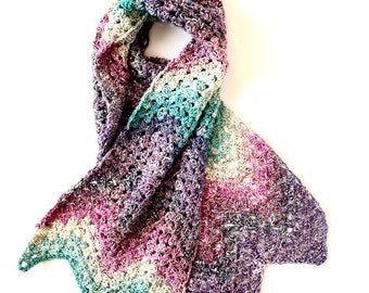 Winter Wonderland Scarf Crochet PATTERN - Women - Easy Scarf Crochet Pattern - Granny Chevron Scarf Pattern