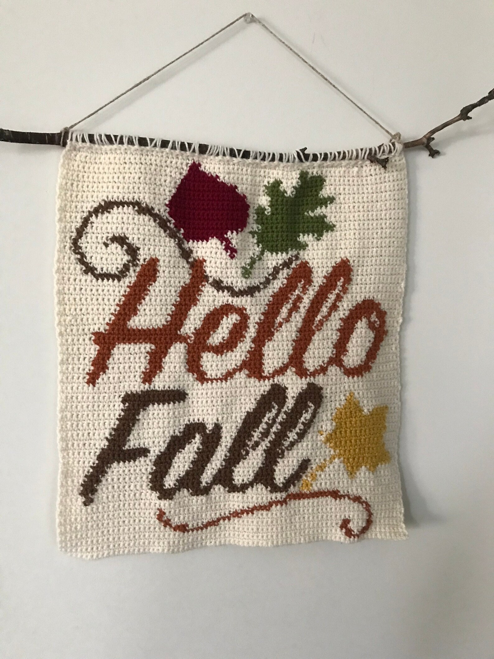 Hello Fall Wall Hanging Crochet PATTERN Fall Crochet Pattern Etsy