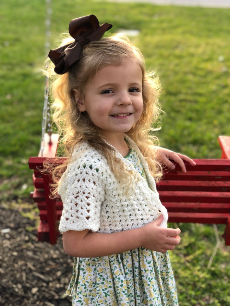 Lilly's Spring Cardigan CROCHET PATTERN - Easy Spring Cardigan - Easter Sweater Crochet Pattern for Girls - Cropped cardigan pattern image 2