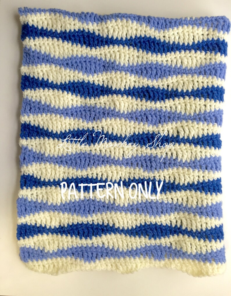 Baby Blanket Crochet PATTERN Wave Stitch Crochet Baby Blanket Pattern Benjamin Baby Blanket Pattern zdjęcie 6