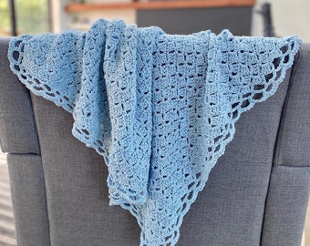 Baby Blanket Crochet Kit - Organic cotton - Crochet Kit - Baby Blue Baby Blanket Crochet PATTERN + 6 skeins of Organic Cotton Yarn