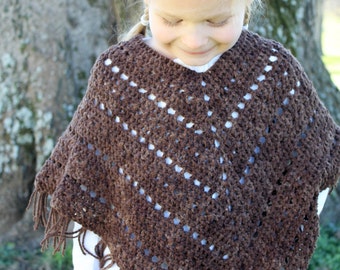 Crochet Poncho PATTERN - Bohemian - Poncho Pattern - fringes - Sizes 2/3, 4/6, 8/10, 12/14, adult S, M, L,XL