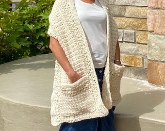 Friendship Pocket Shawl Crochet PATTERN - Shoulder Wrap with Pockets - Crochet Shawl Pattern - Gift for her