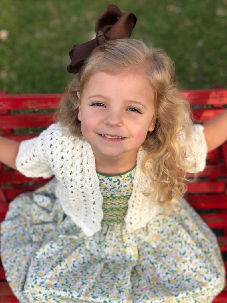 Lilly's Spring Cardigan CROCHET PATTERN - Easy Spring Cardigan - Easter Sweater Crochet Pattern for Girls - Cropped cardigan pattern image 4