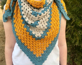 Crochet Triangle Shawl PATTERN - Easy Shawl Wrap - Crochet Triangle Shawl Pattern - A Sunny Day Shawl crochet pattern