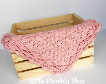 Pink Organic Cotton Baby Blanket - Shells Heirloom Design  Super Soft Baby Blanket - Eco Friendly Baby Gift - USA Made