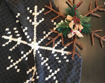 Snowflake Afghan CROCHET PATTERN - Lap Blanket pattern - Holiday blanket pattern - Winter Home Decor - Snowflake Blanket