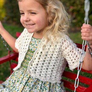 Lilly's Spring Cardigan CROCHET PATTERN - Easy Spring Cardigan - Easter Sweater Crochet Pattern for Girls - Cropped cardigan pattern image 3
