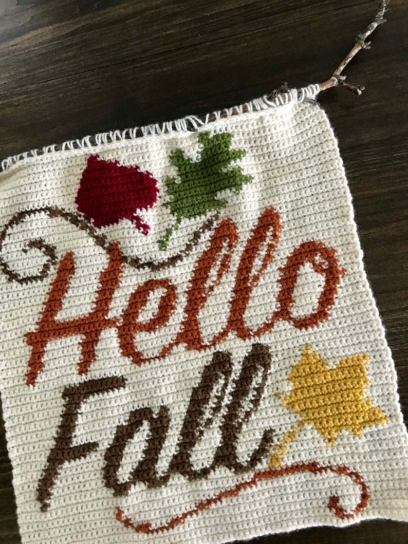 Hello Fall Wall Hanging Crochet PATTERN Fall Crochet Pattern Etsy
