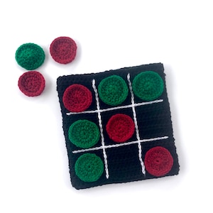 Travel Board Game Crochet PATTERN - Tic Tac Toe - Travel Board Game Crochet PATTERN - Christmas Game for kids
