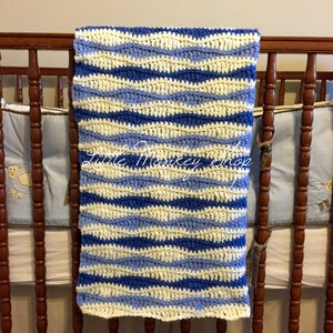 Baby Blanket Crochet PATTERN - Wave Stitch - Crochet Baby Blanket Pattern - Benjamin Baby Blanket Pattern