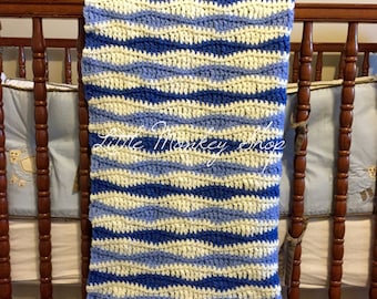 Baby Blanket Crochet PATTERN - Wave Stitch - Crochet Baby Blanket Pattern - Benjamin Baby Blanket Pattern