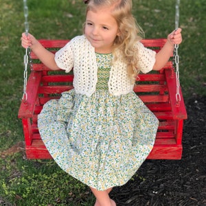 Lilly's Spring Cardigan CROCHET PATTERN - Easy Spring Cardigan - Easter Sweater Crochet Pattern for Girls - Cropped cardigan pattern image 5