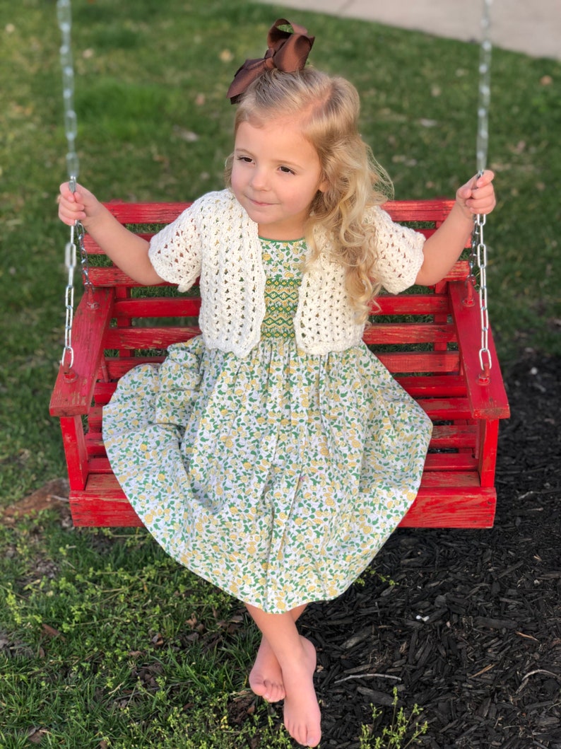 Lilly's Spring Cardigan CROCHET PATTERN - Easy Spring Cardigan - Easter Sweater Crochet Pattern for Girls - Cropped cardigan pattern image 5