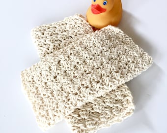 Crochet Kit Baby Washcloths - Organic cotton yarn - Crochet Kit Baby Washcloths - Spa Cloths - Beginner Friendly