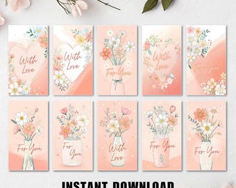 Printable Floral Gift Tags | "With Love" & "For You" Card Designs | Printable Mother's Day Favor Tags | Favor Tag Set | Sweet Treat Tag