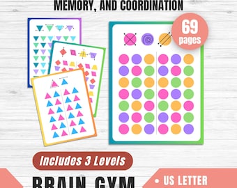 Brain Gym-activiteitenboek voor kinderen | Afdrukbare pdf-oefeningen geheugen, aandacht en coördinatie | Educatief spel | Direct downloaden