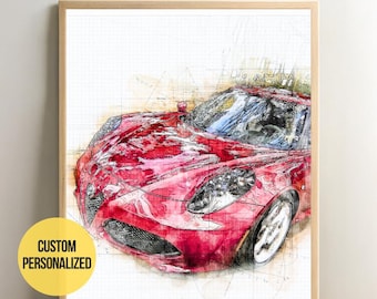 Custom Car Sketch Portrait | Personalized Digital Art from Your Photo | Unique Gift for Car Lovers | Valentine’s Day Gift | Instant Download