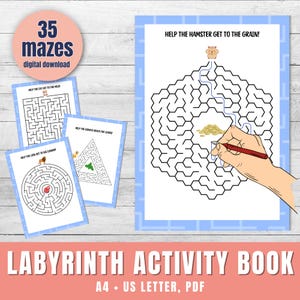 35 Labyrinth Easy Mazes | Labyrinth Activity Book | Kids Puzzle Maze Game Challenge| Fun Activities & Kids Party Favors Instant Download PDF