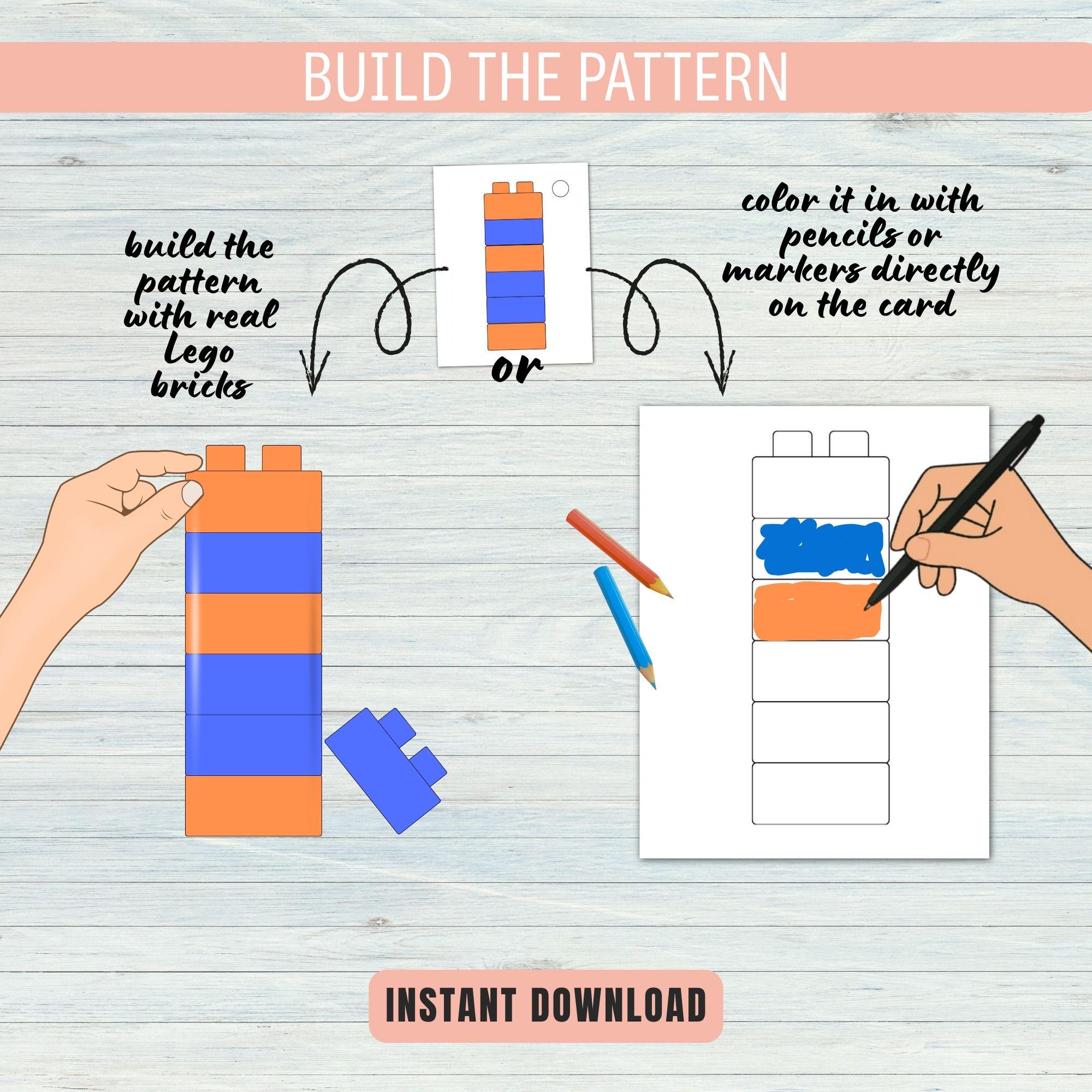 Brick Pattern Cards for Kids – Printable Build & Colour Worksheets ...